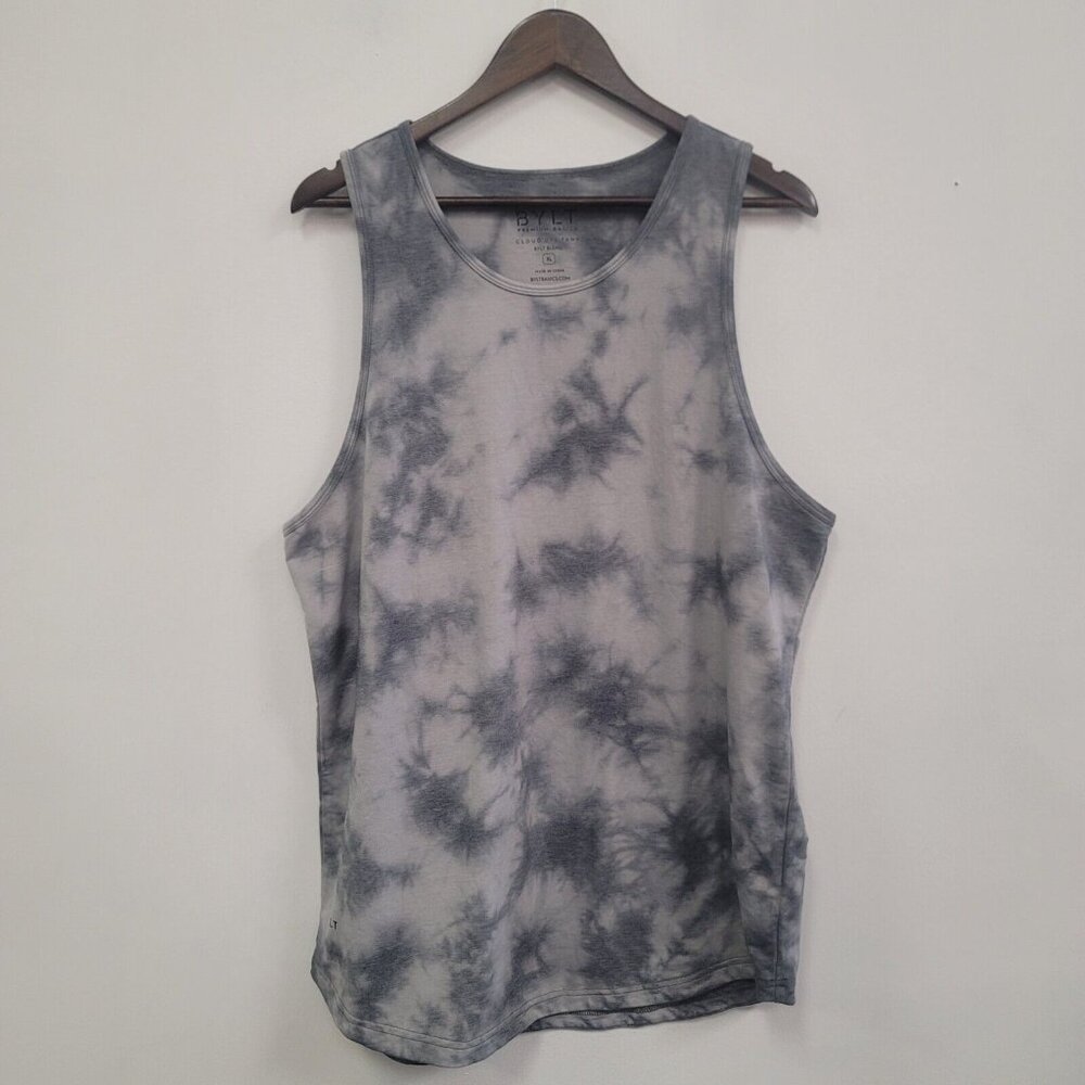 BYLT Mens Cloud Dye Tank Top Size XL Blue White Sleeveless Round Neck Athletic